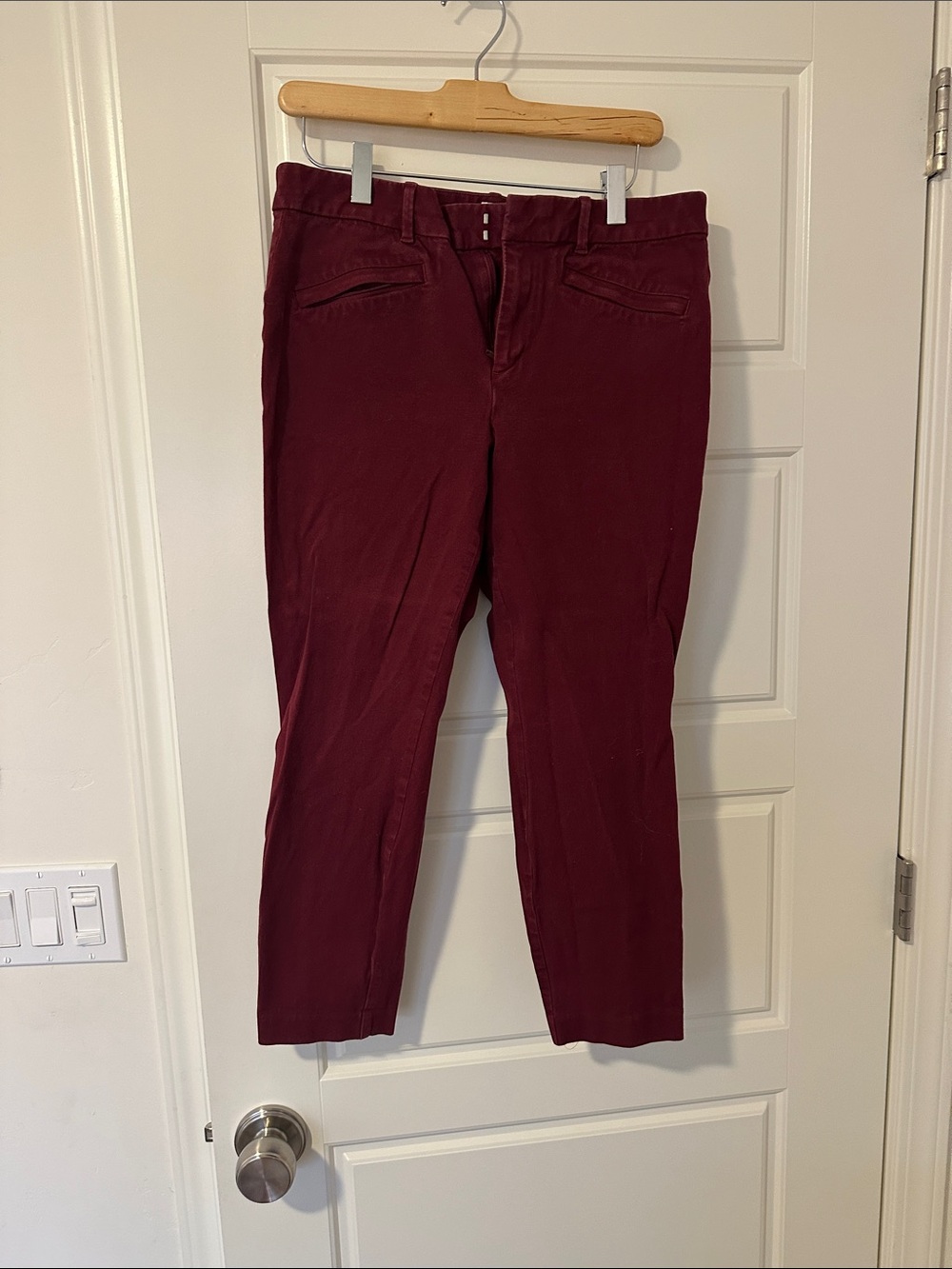 Women's Burgundy Straight Leg Ankle Pants